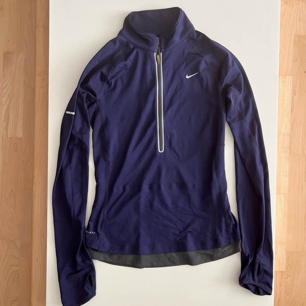 Nike DRI-FIT long sleeve running shirt with zip collar